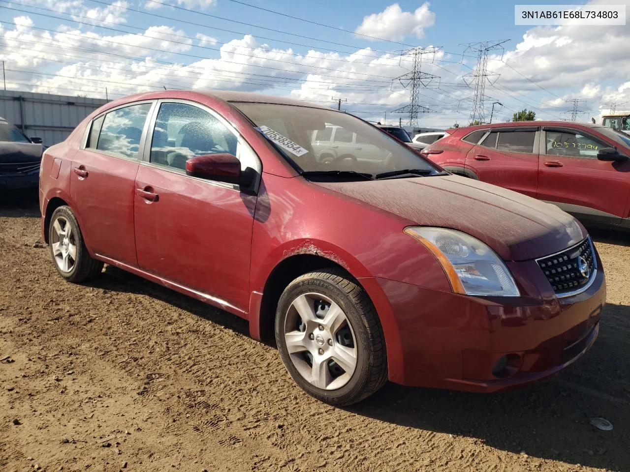 2008 Nissan Sentra 2.0 VIN: 3N1AB61E68L734803 Lot: 70538354