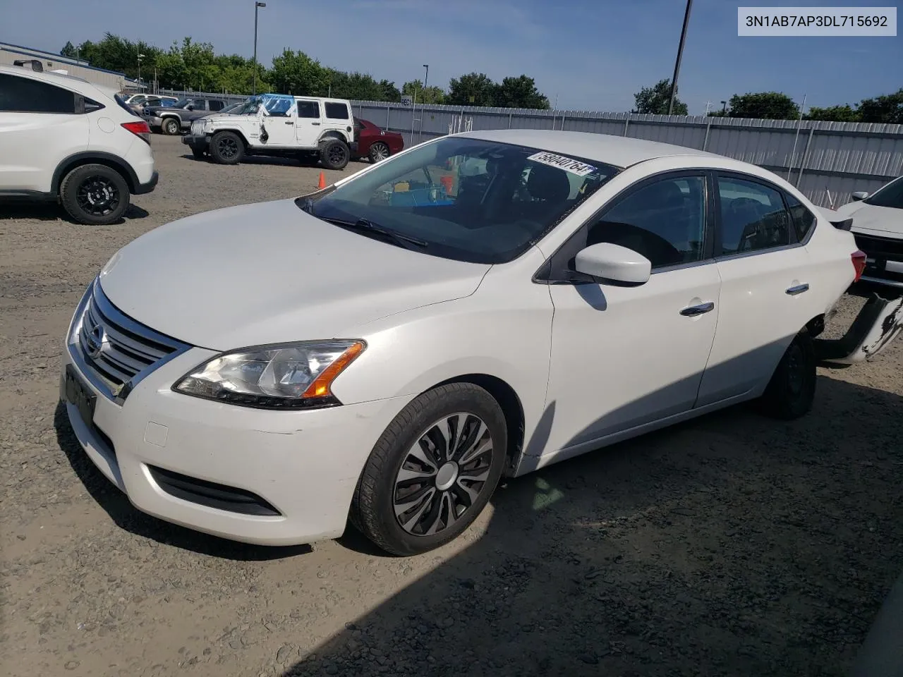 2013 Nissan Sentra S VIN: 3N1AB7AP3DL715692 Lot: 58040764