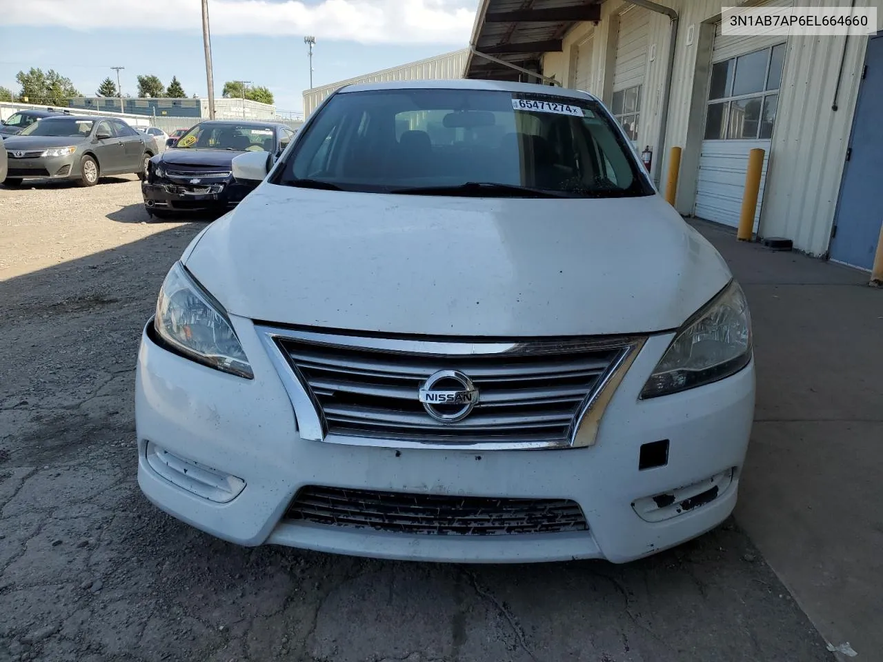 2014 Nissan Sentra S VIN: 3N1AB7AP6EL664660 Lot: 65471274