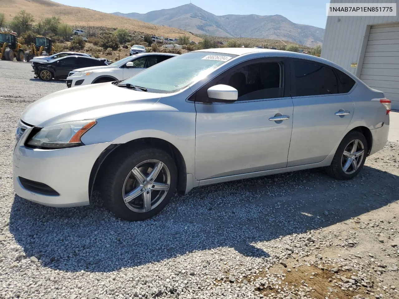 2014 Nissan Sentra S VIN: 1N4AB7AP1EN851775 Lot: 68626284