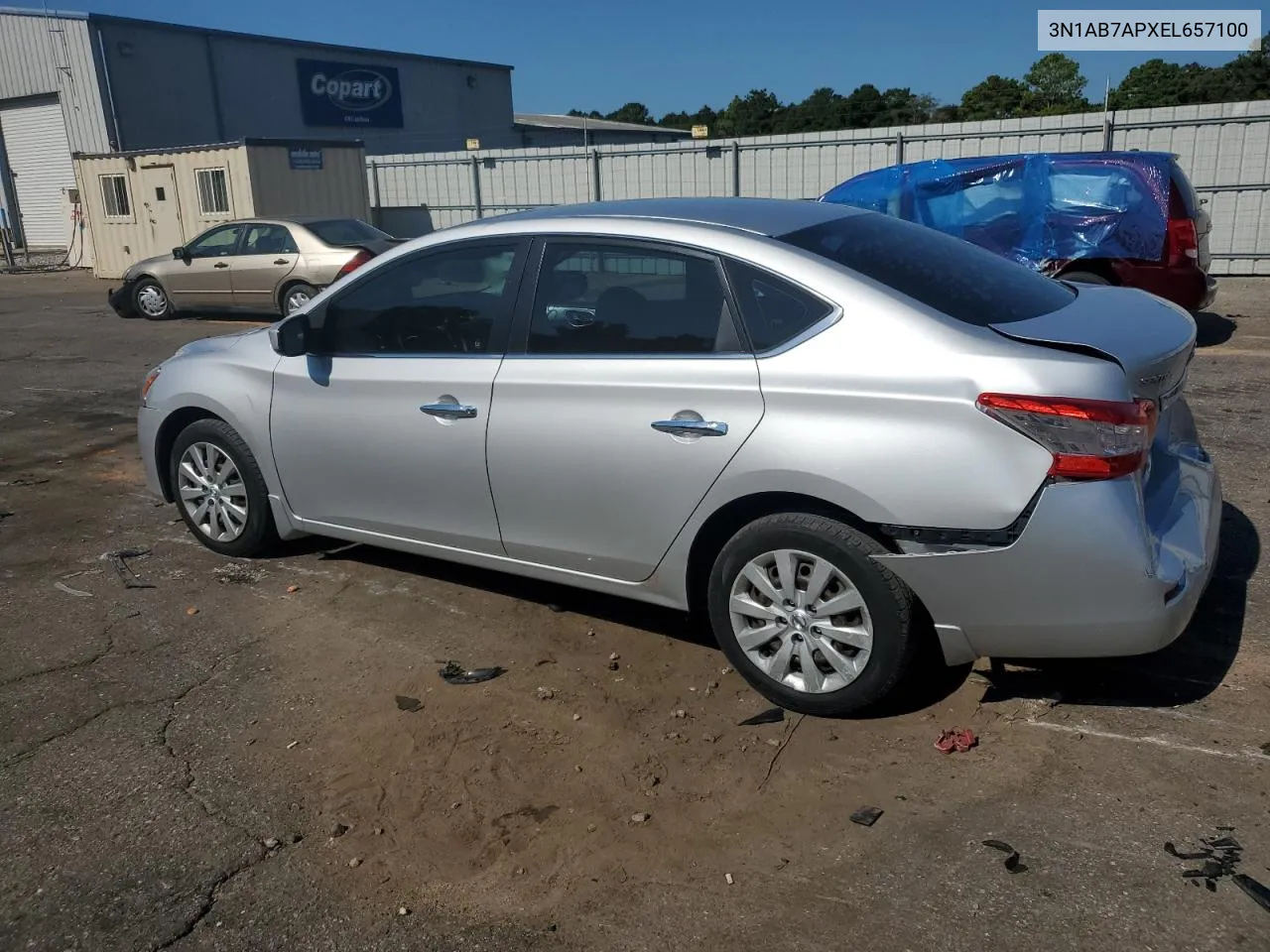 2014 Nissan Sentra S VIN: 3N1AB7APXEL657100 Lot: 68639214