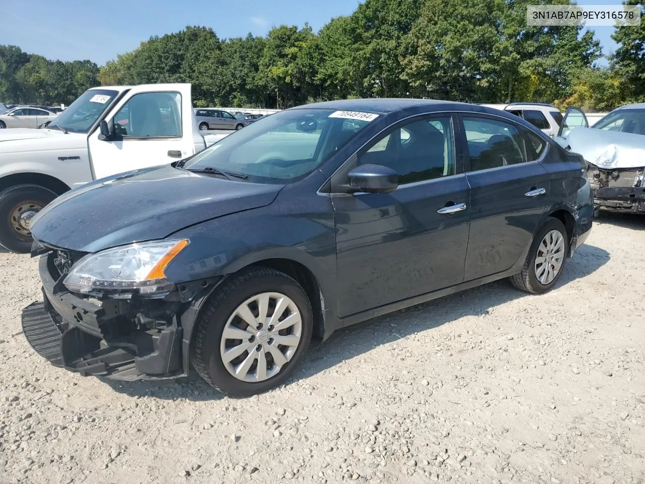 2014 Nissan Sentra S VIN: 3N1AB7AP9EY316578 Lot: 70949164