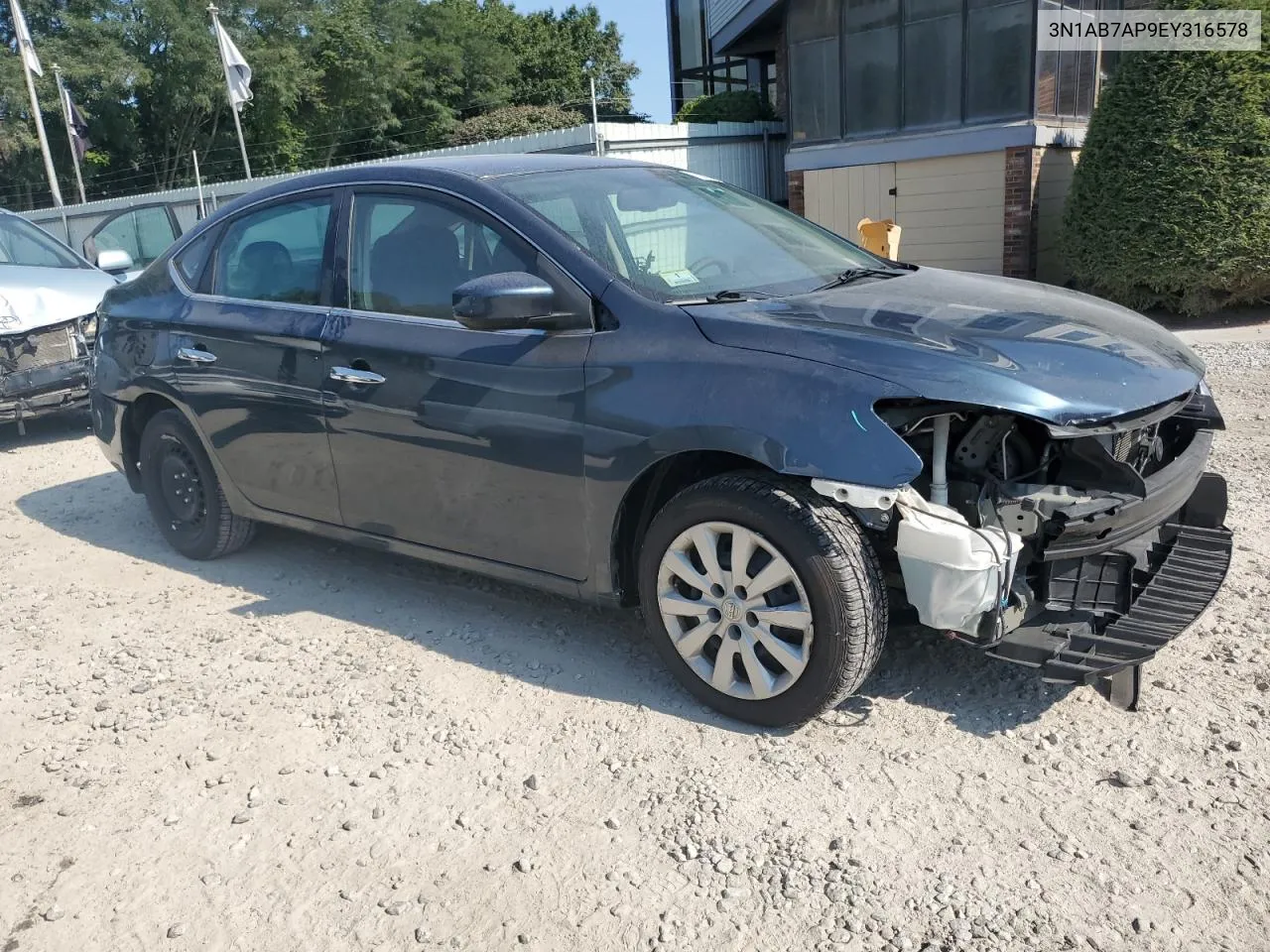 2014 Nissan Sentra S VIN: 3N1AB7AP9EY316578 Lot: 70949164