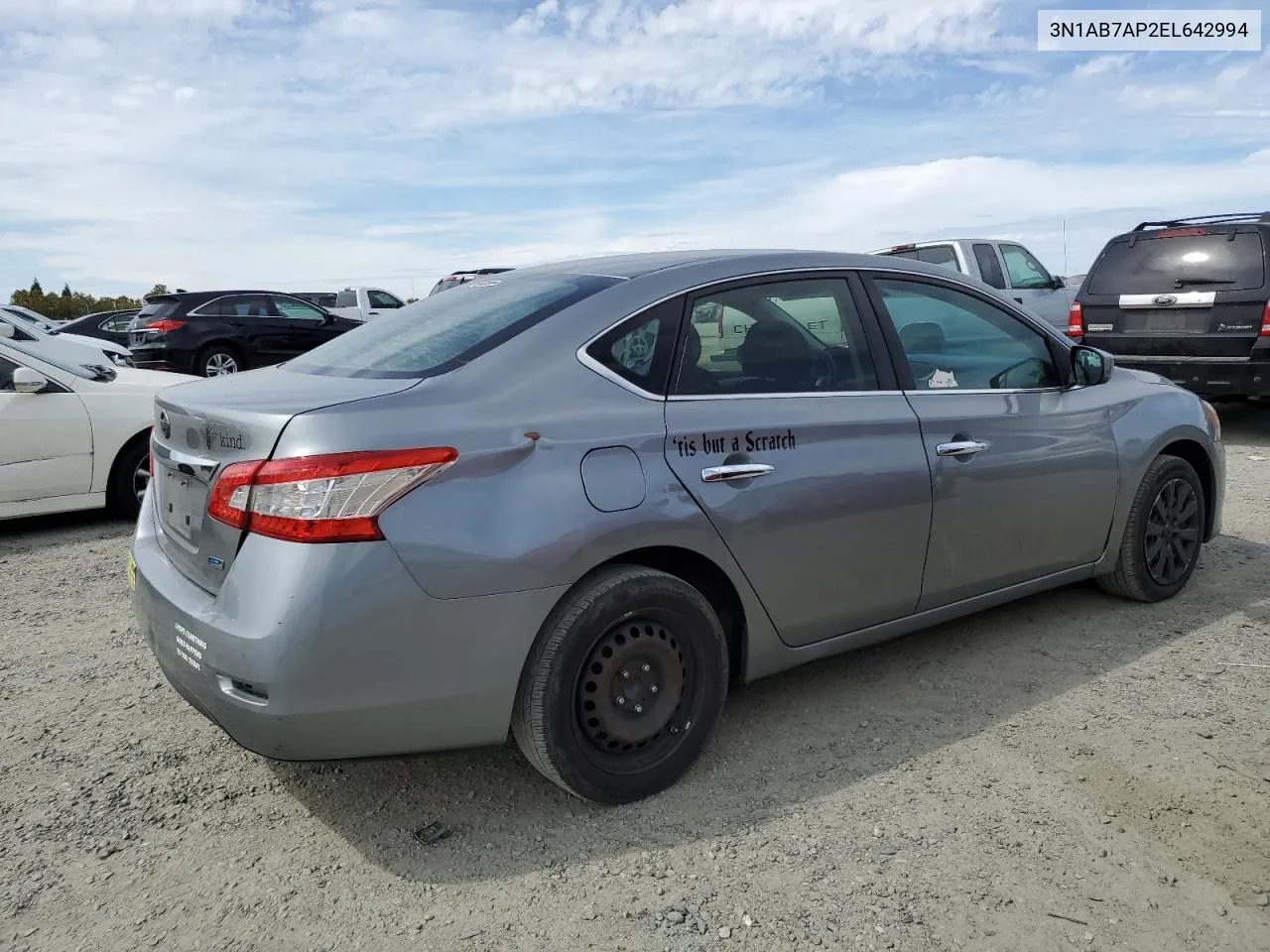 2014 Nissan Sentra S VIN: 3N1AB7AP2EL642994 Lot: 72028554