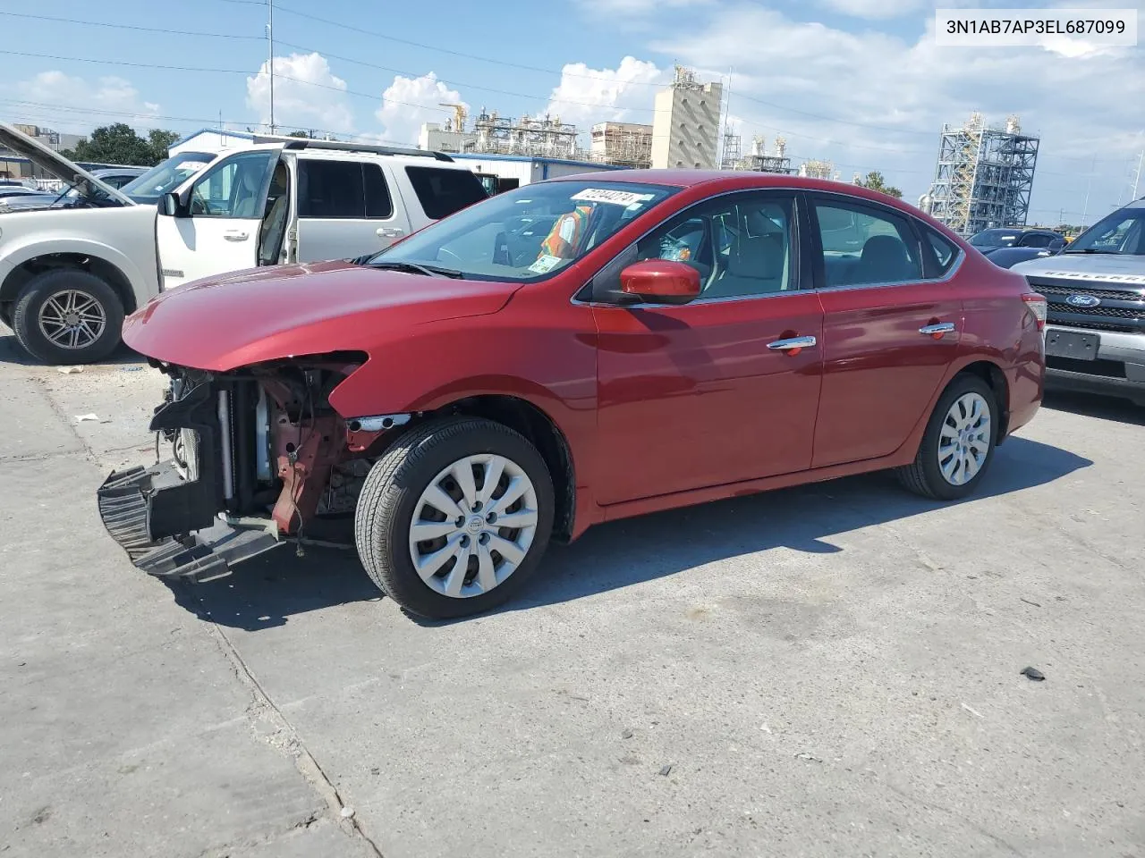 2014 Nissan Sentra S VIN: 3N1AB7AP3EL687099 Lot: 72244274