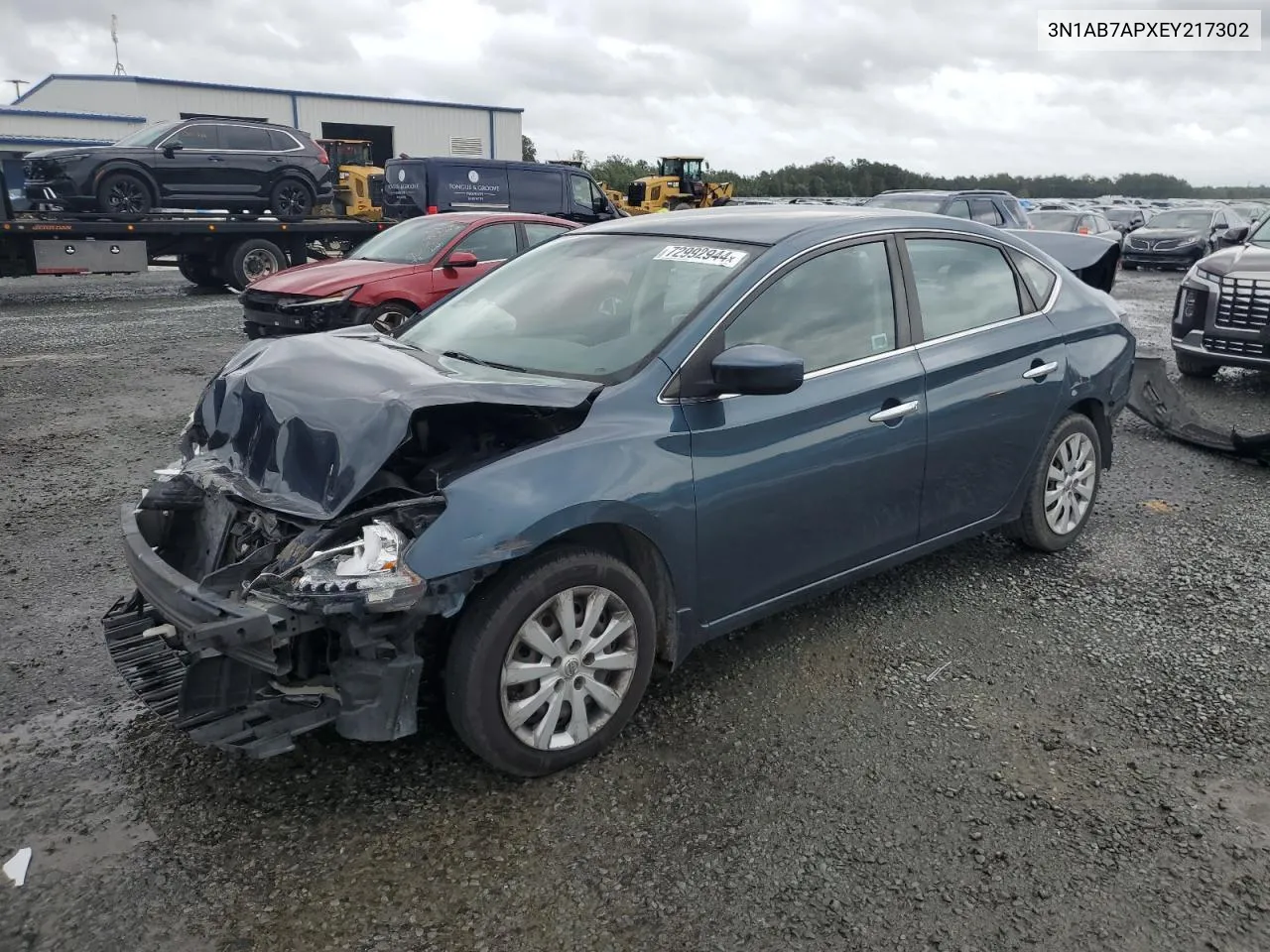 2014 Nissan Sentra S VIN: 3N1AB7APXEY217302 Lot: 72992944