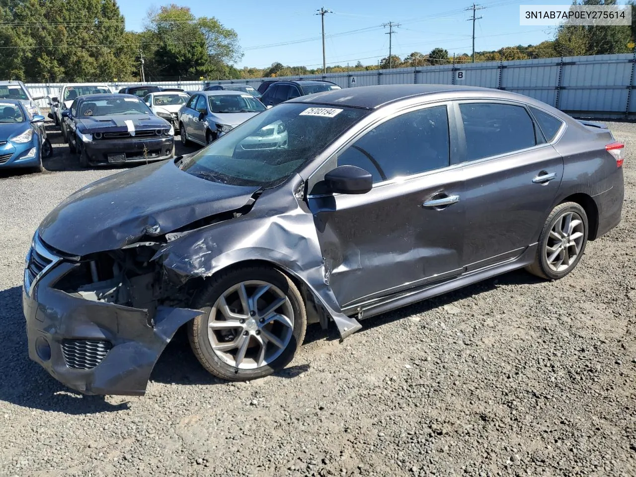 2014 Nissan Sentra S VIN: 3N1AB7AP0EY275614 Lot: 75703194