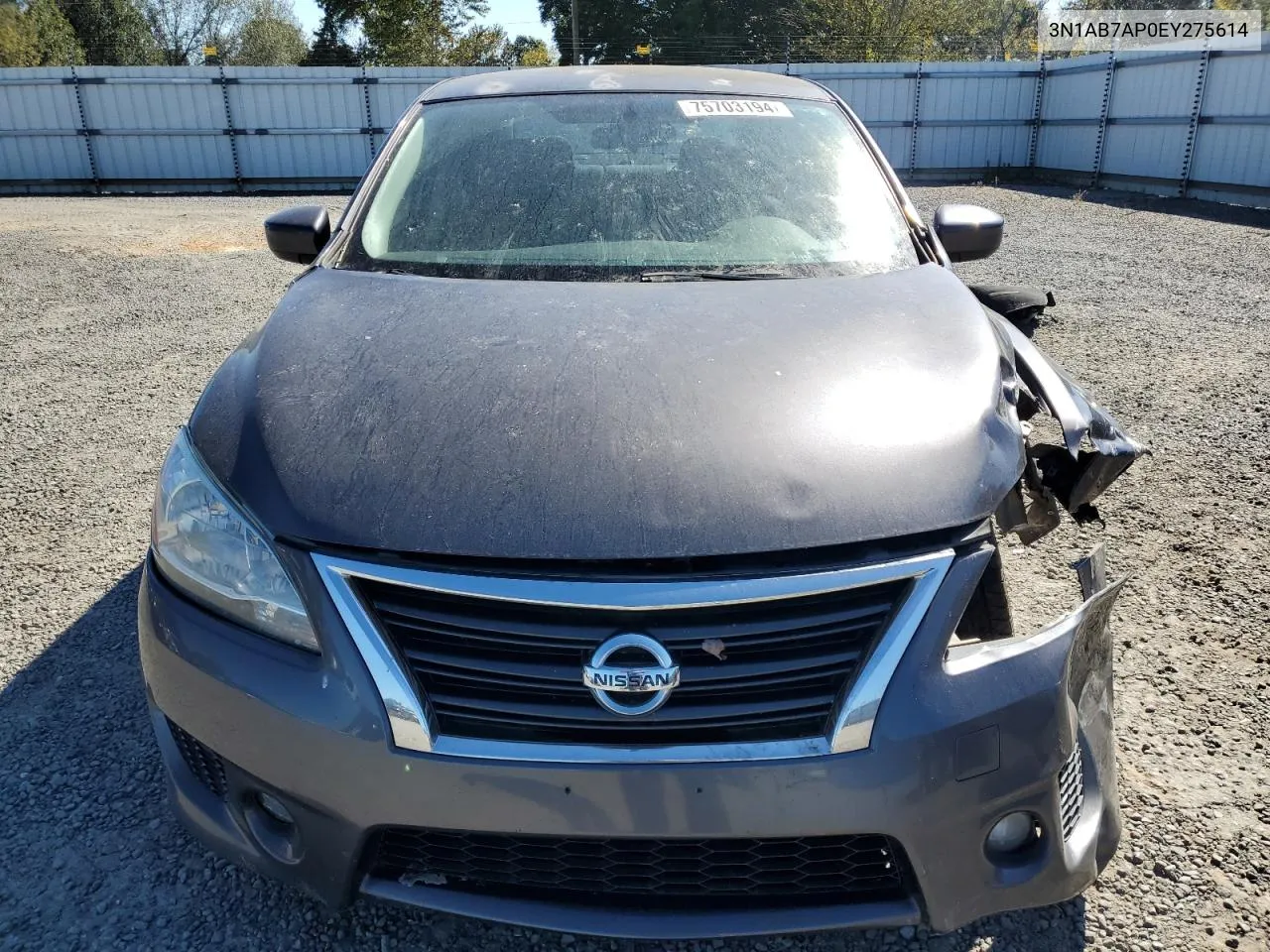 2014 Nissan Sentra S VIN: 3N1AB7AP0EY275614 Lot: 75703194