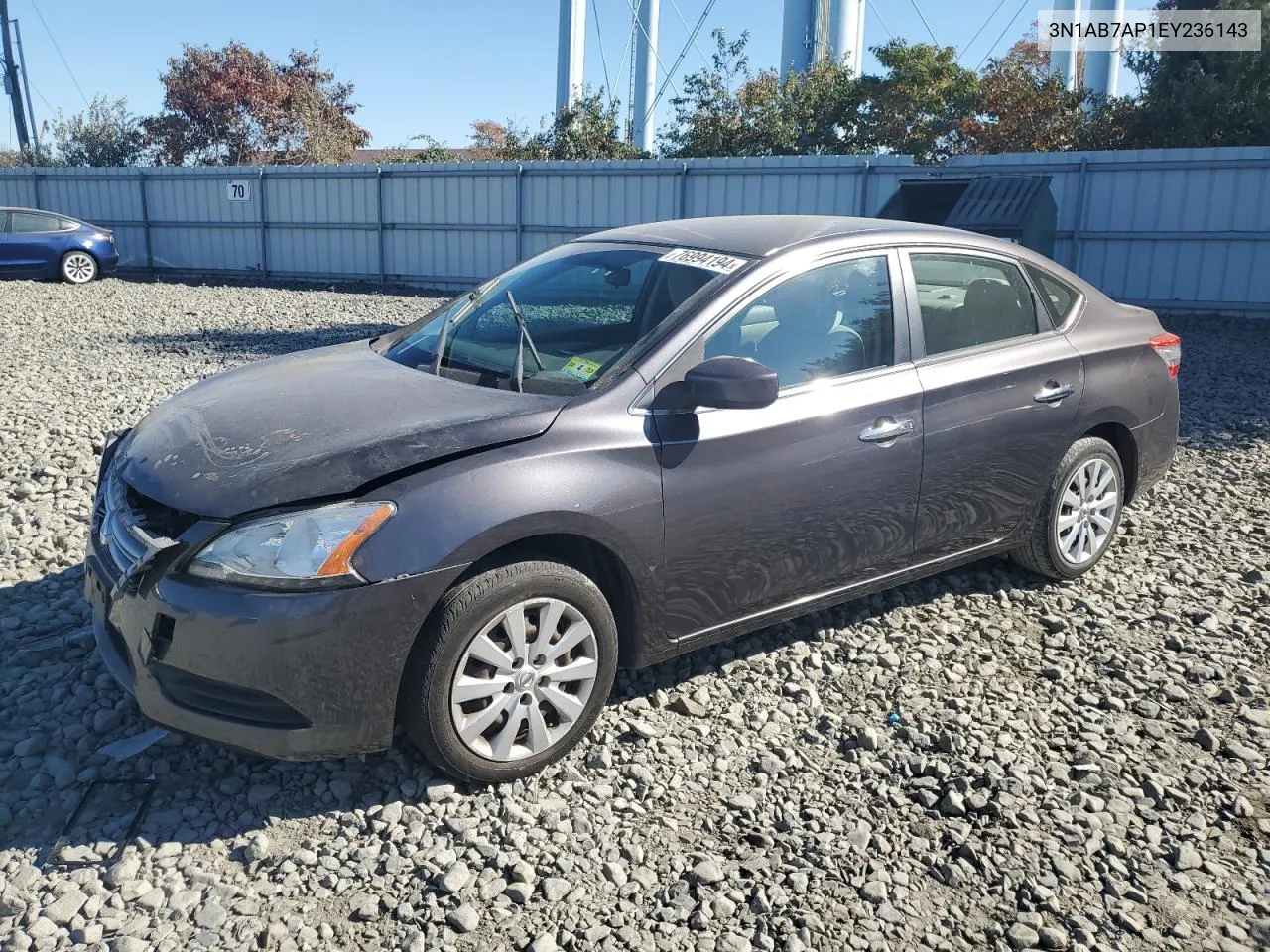 2014 Nissan Sentra S VIN: 3N1AB7AP1EY236143 Lot: 76994194