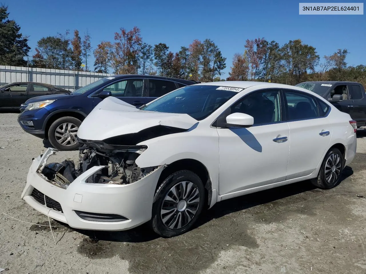 2014 Nissan Sentra S VIN: 3N1AB7AP2EL624401 Lot: 77553054