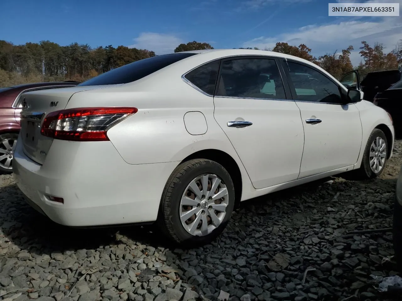 2014 Nissan Sentra S VIN: 3N1AB7APXEL663351 Lot: 78879084