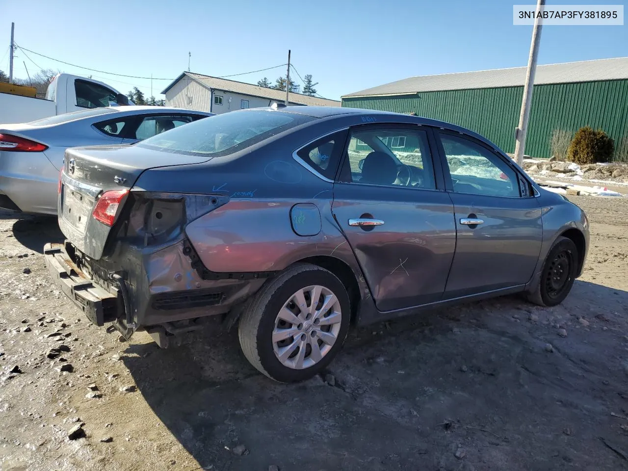 2015 Nissan Sentra S VIN: 3N1AB7AP3FY381895 Lot: 40957754