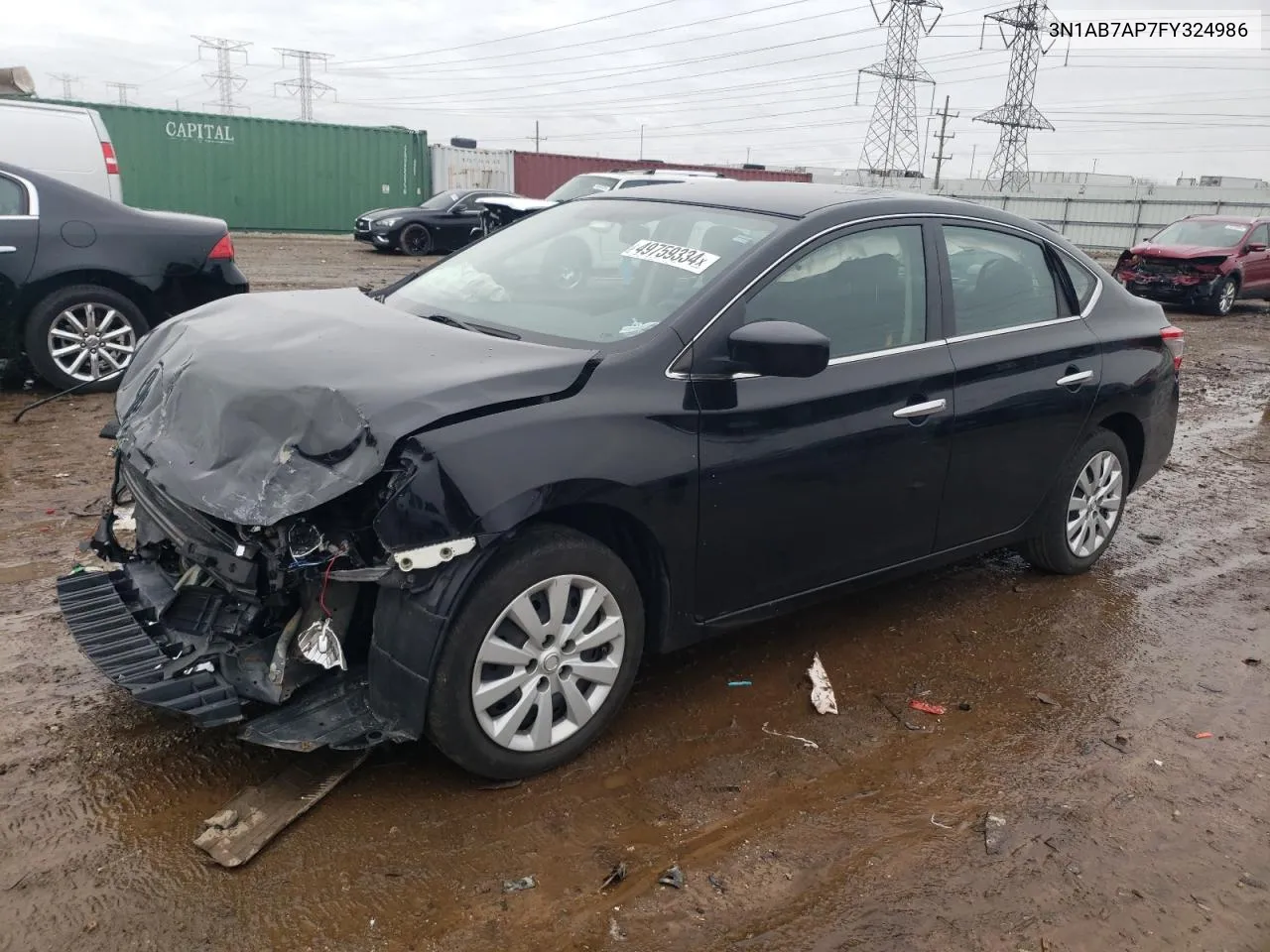 2015 Nissan Sentra S VIN: 3N1AB7AP7FY324986 Lot: 49759334