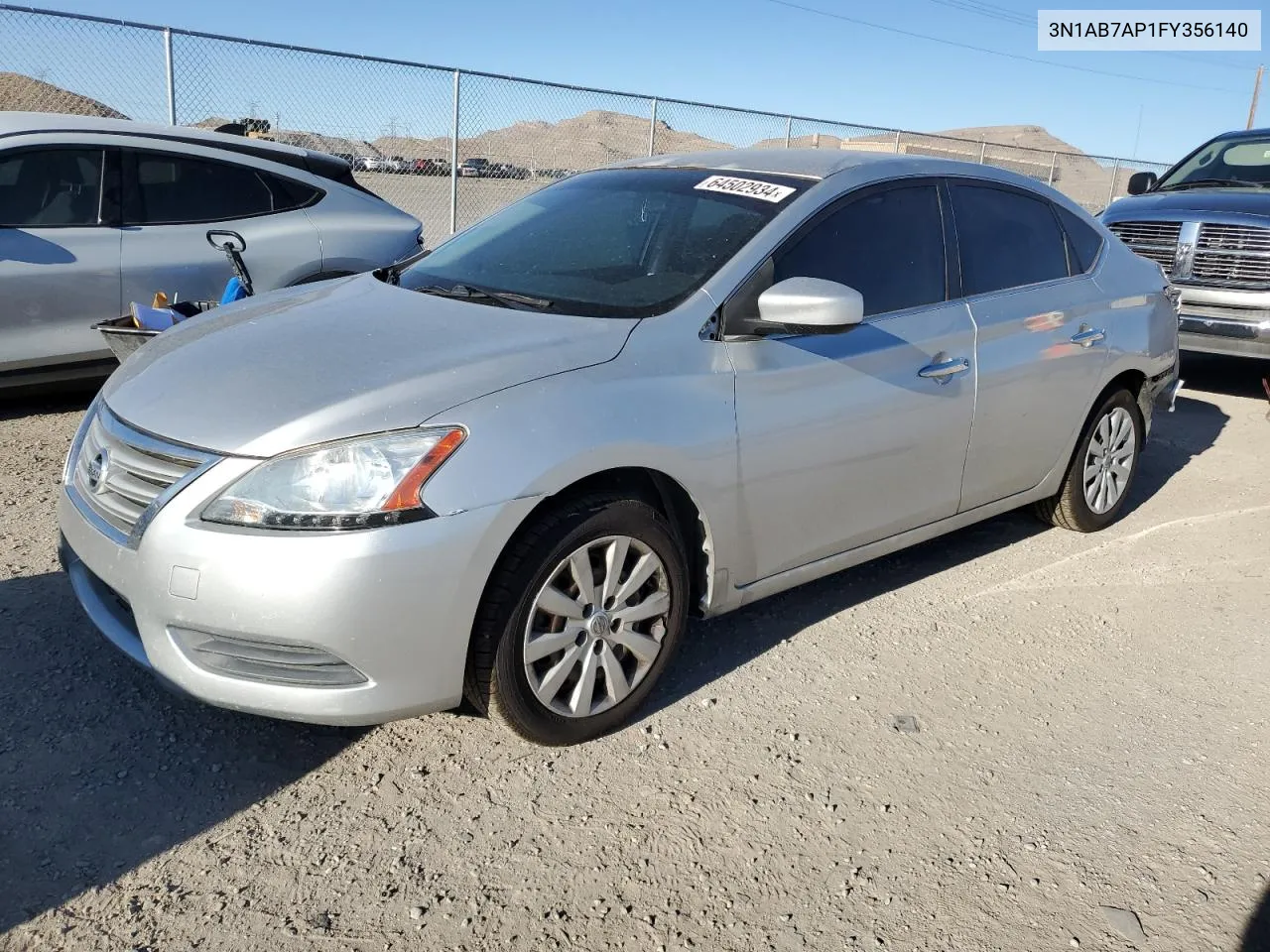 2015 Nissan Sentra S VIN: 3N1AB7AP1FY356140 Lot: 64502934