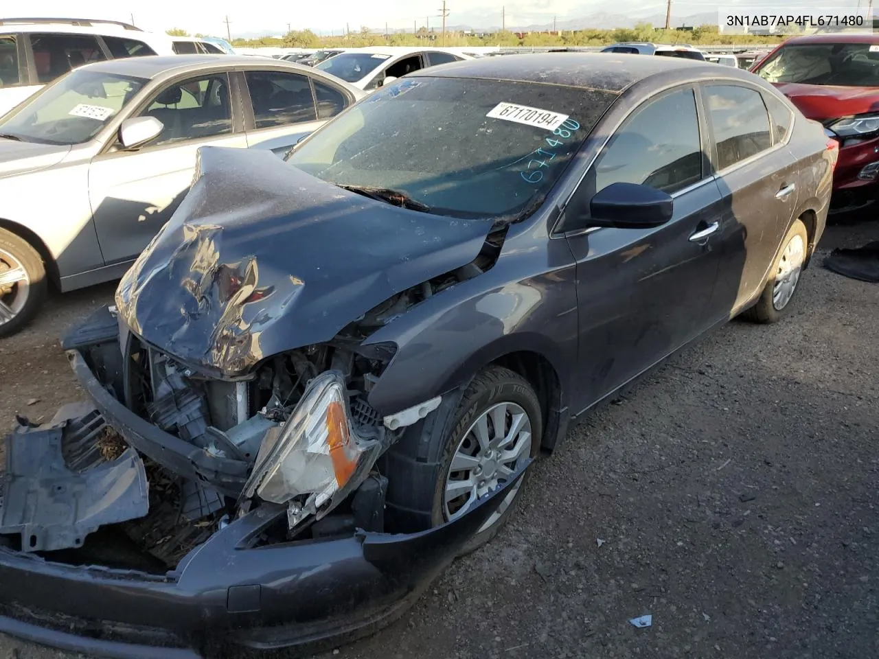 2015 Nissan Sentra S VIN: 3N1AB7AP4FL671480 Lot: 67170194