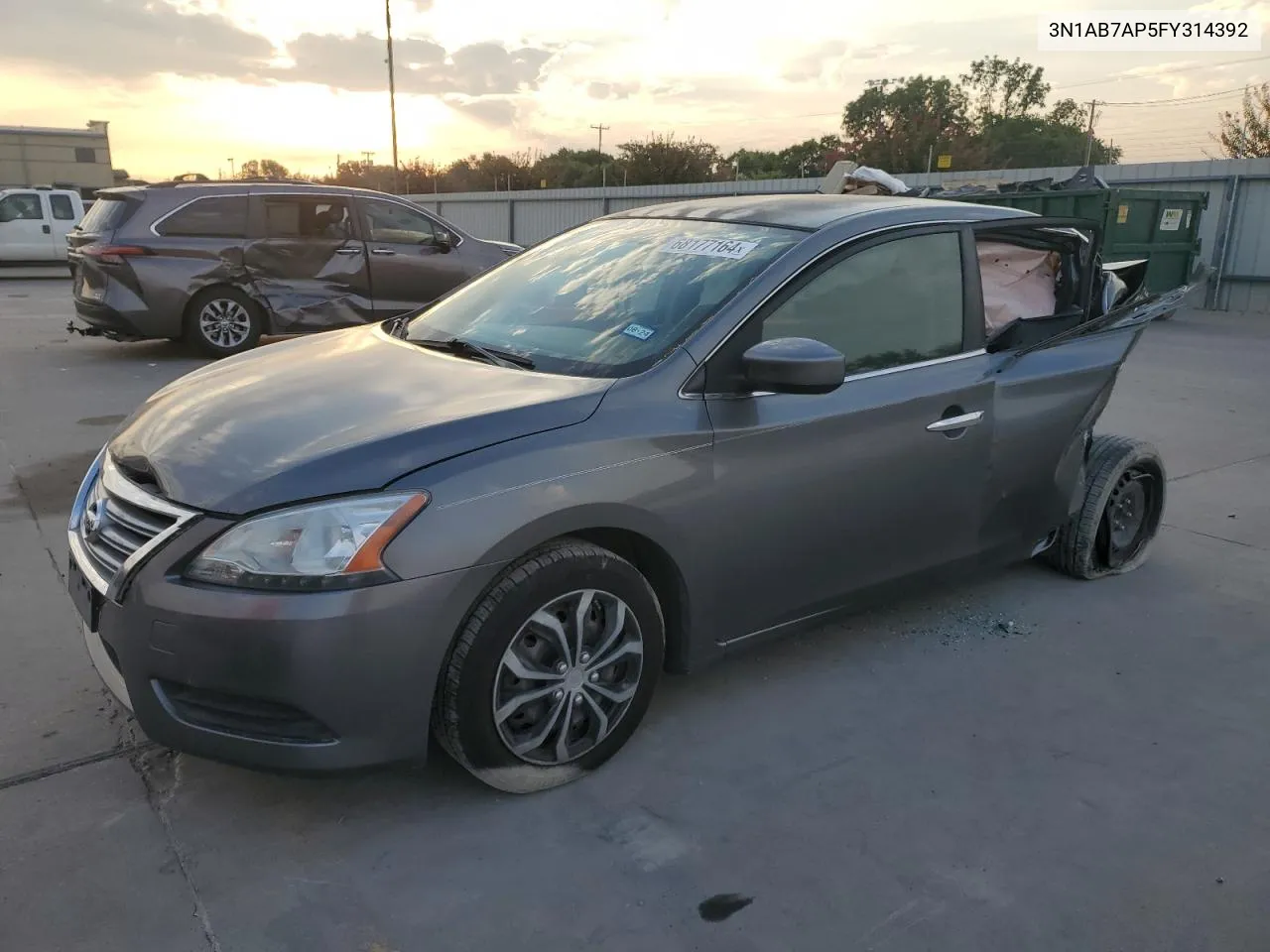 2015 Nissan Sentra S VIN: 3N1AB7AP5FY314392 Lot: 68177164