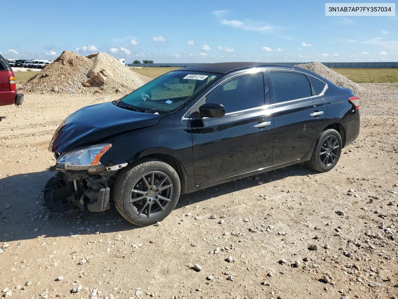 2015 Nissan Sentra S VIN: 3N1AB7AP7FY357034 Lot: 69081274