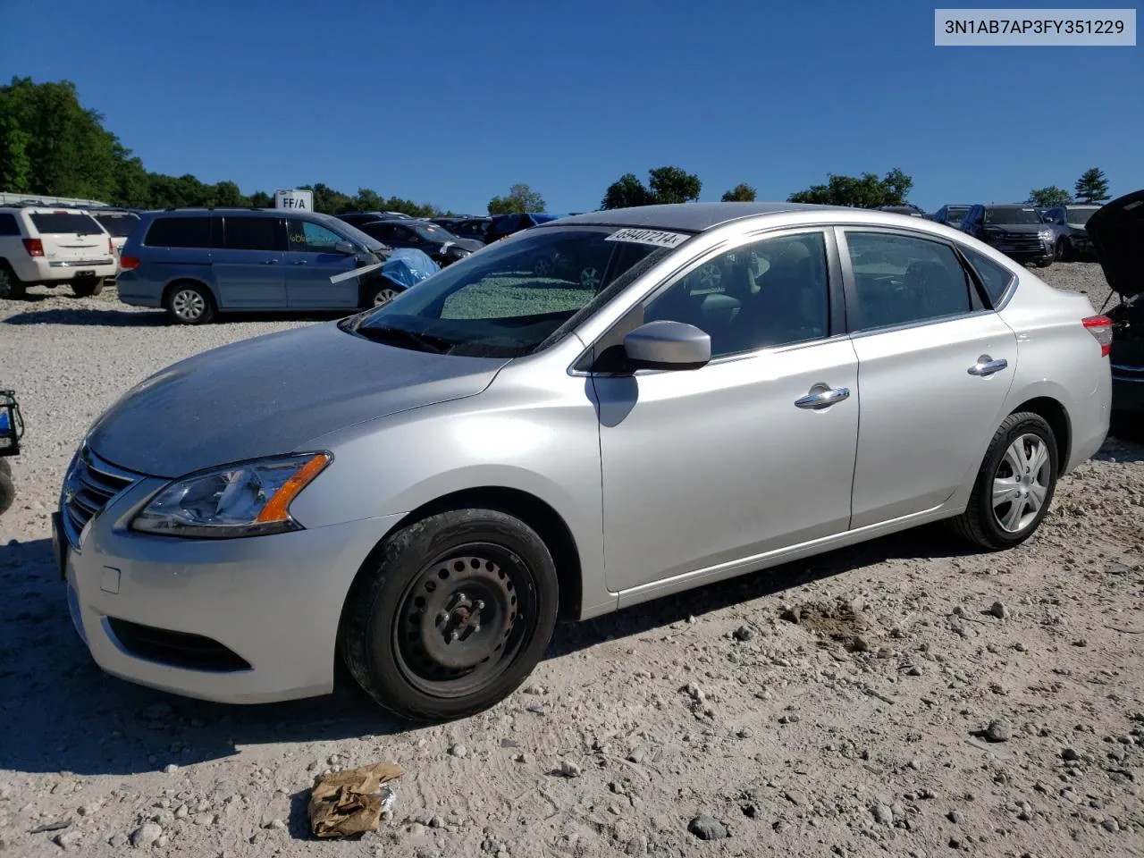 2015 Nissan Sentra S VIN: 3N1AB7AP3FY351229 Lot: 69407214