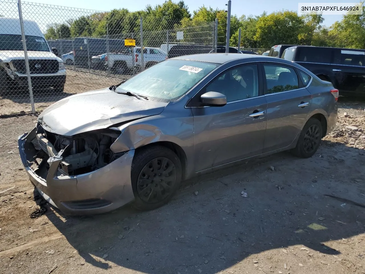 2015 Nissan Sentra S VIN: 3N1AB7APXFL646924 Lot: 69918614