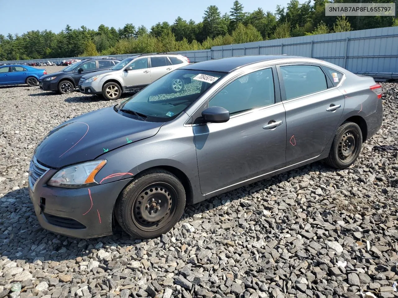 2015 Nissan Sentra S VIN: 3N1AB7AP8FL655797 Lot: 70845014