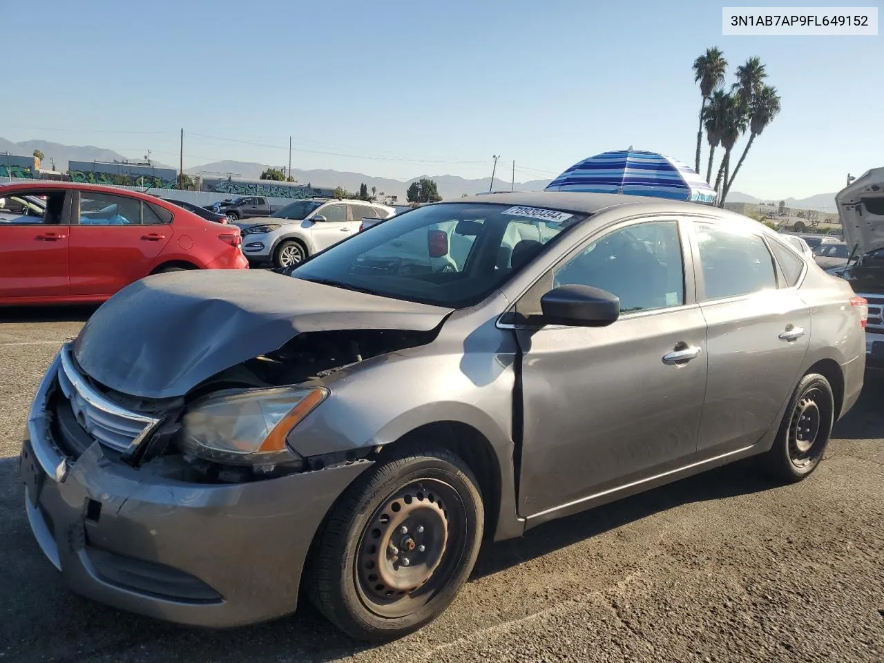 2015 Nissan Sentra S VIN: 3N1AB7AP9FL649152 Lot: 70930494