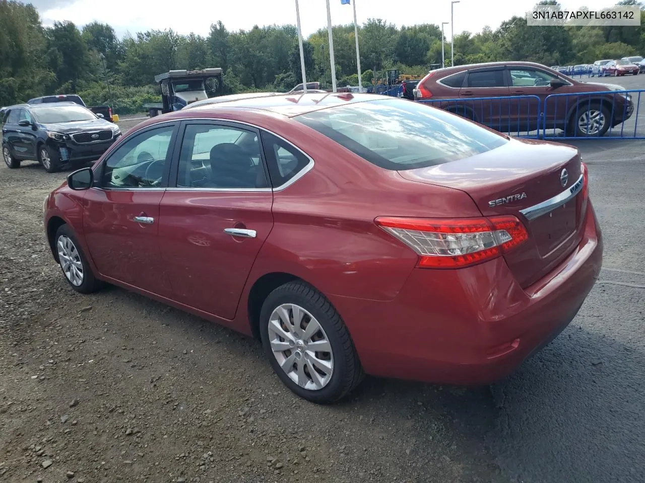 2015 Nissan Sentra S VIN: 3N1AB7APXFL663142 Lot: 71054174