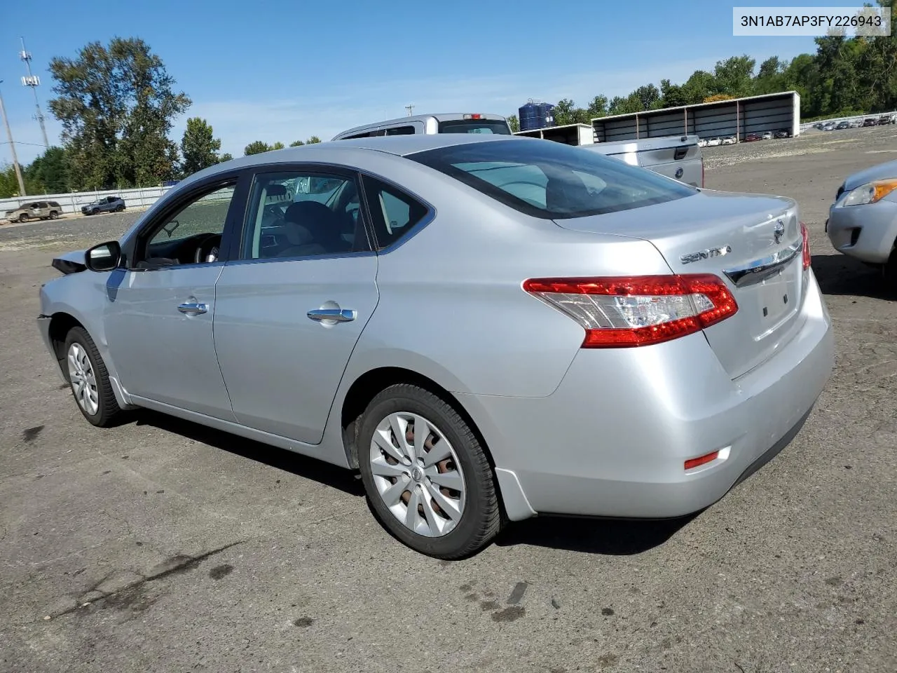 2015 Nissan Sentra S VIN: 3N1AB7AP3FY226943 Lot: 71125614