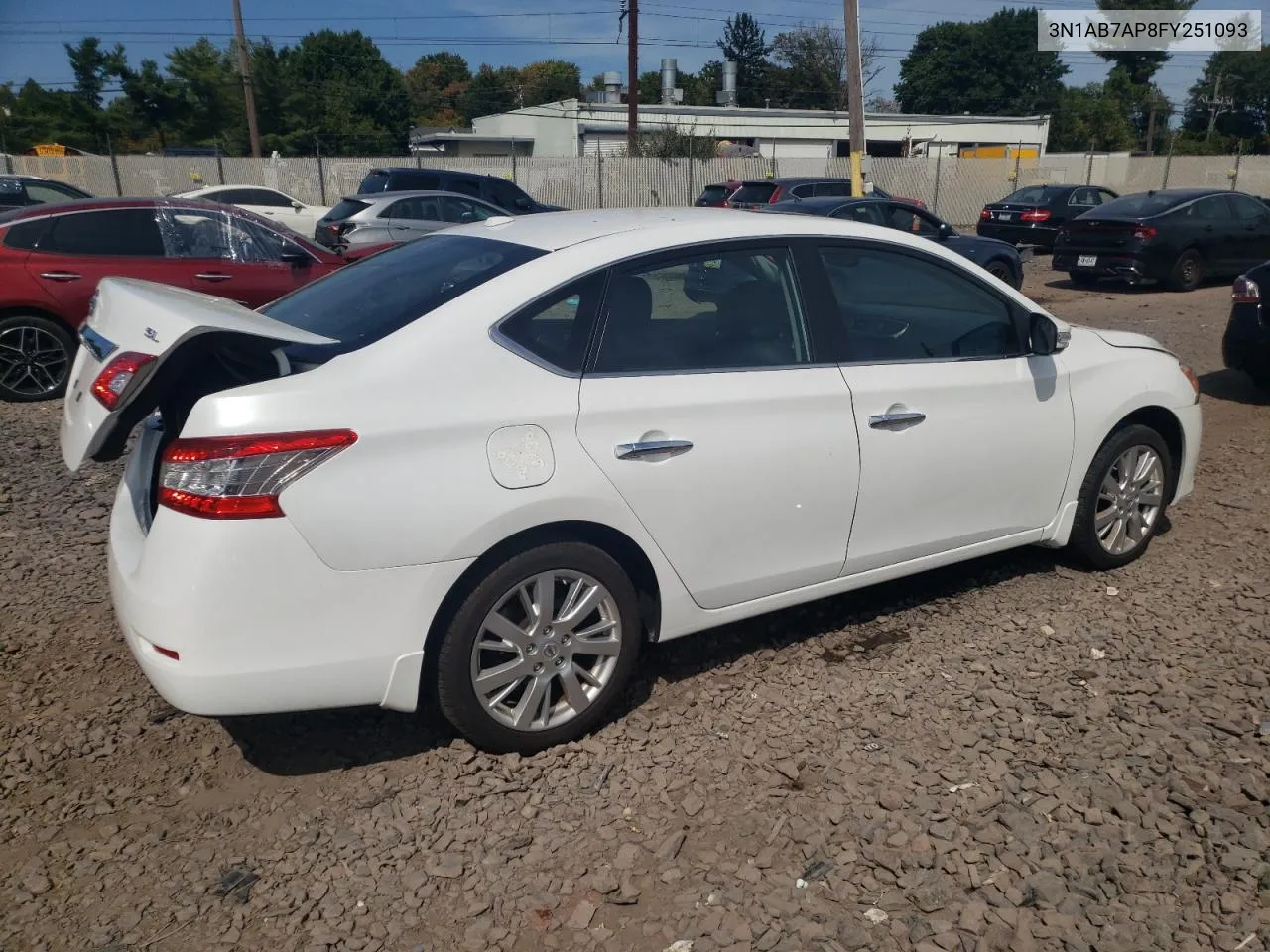 2015 Nissan Sentra S VIN: 3N1AB7AP8FY251093 Lot: 72005334