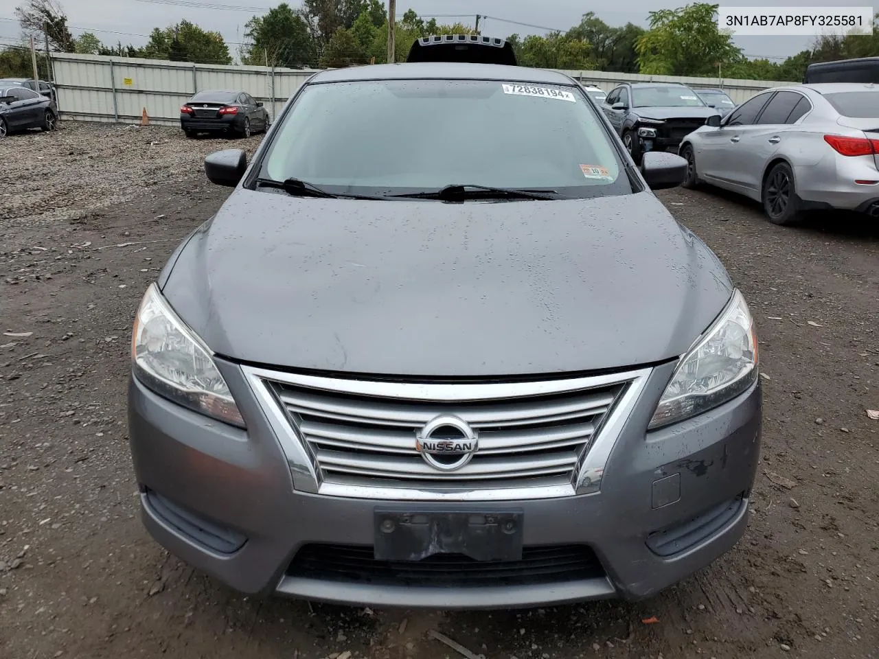 2015 Nissan Sentra S VIN: 3N1AB7AP8FY325581 Lot: 72838194