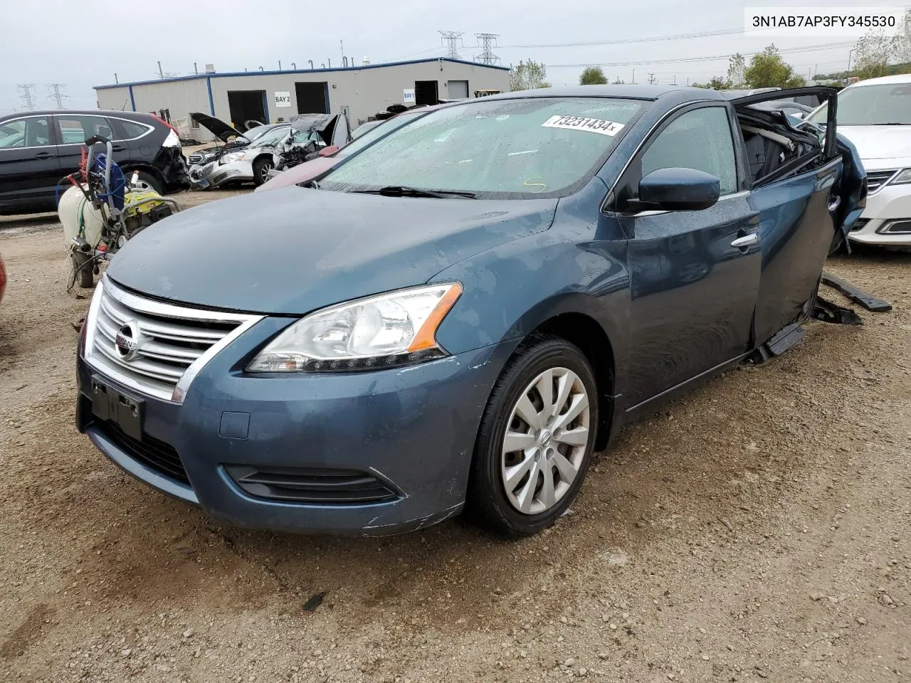 2015 Nissan Sentra S VIN: 3N1AB7AP3FY345530 Lot: 73231434