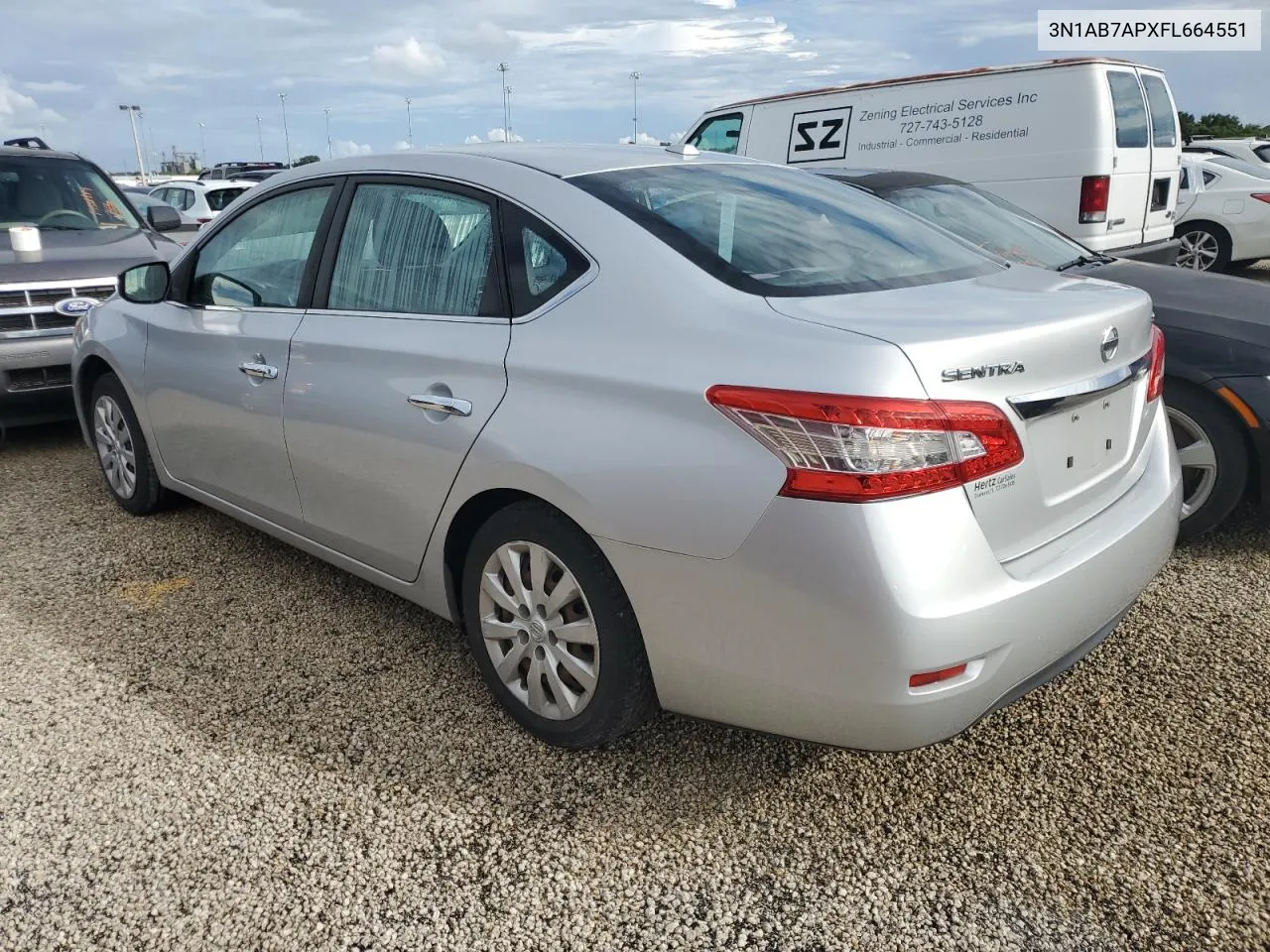 2015 Nissan Sentra S VIN: 3N1AB7APXFL664551 Lot: 74363614