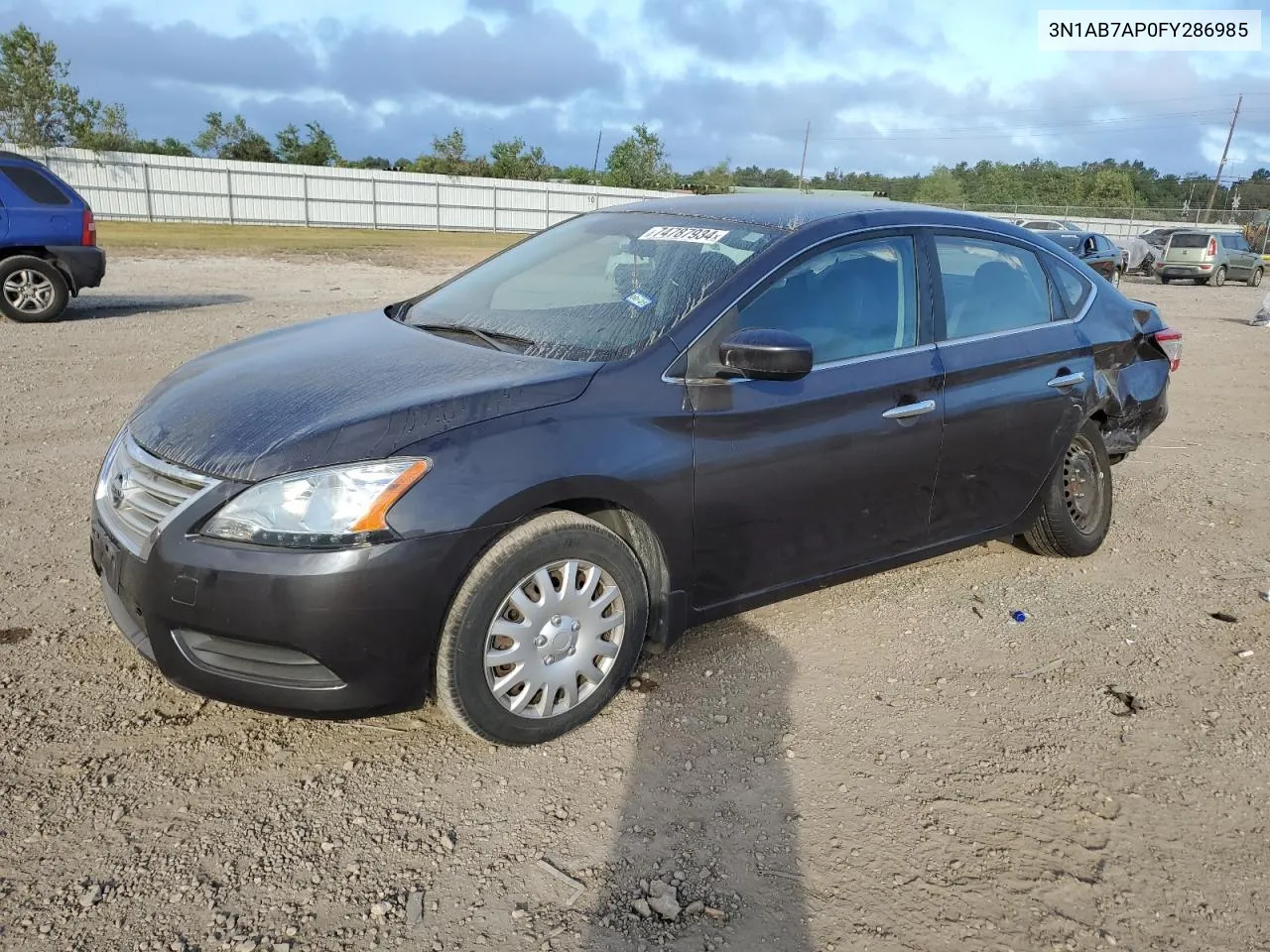 2015 Nissan Sentra S VIN: 3N1AB7AP0FY286985 Lot: 74787934