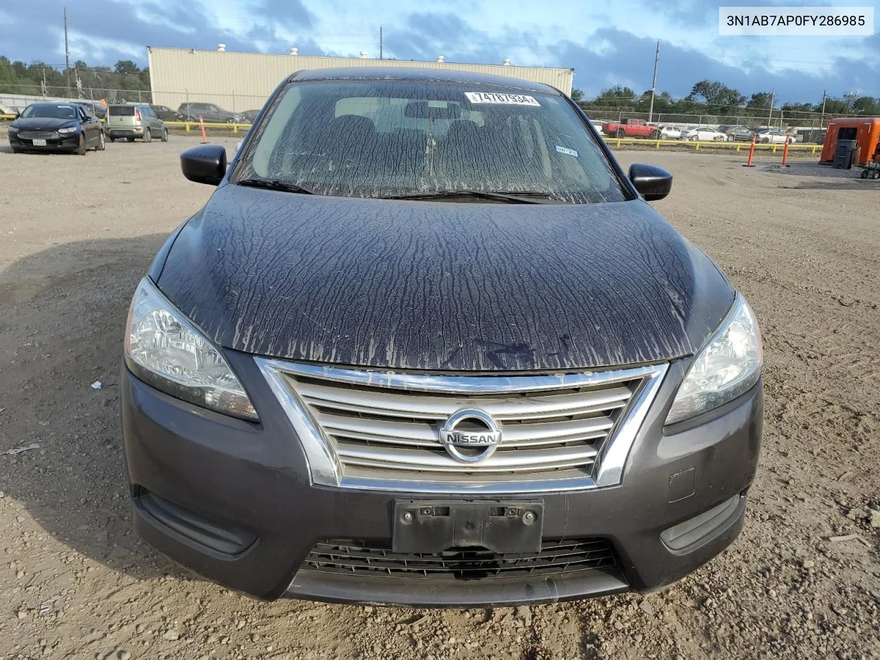 2015 Nissan Sentra S VIN: 3N1AB7AP0FY286985 Lot: 74787934