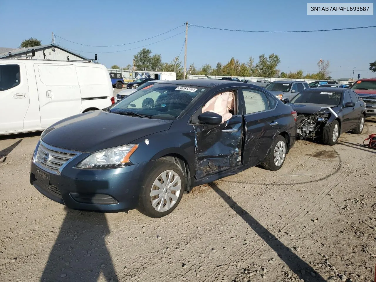 2015 Nissan Sentra S VIN: 3N1AB7AP4FL693687 Lot: 75281274