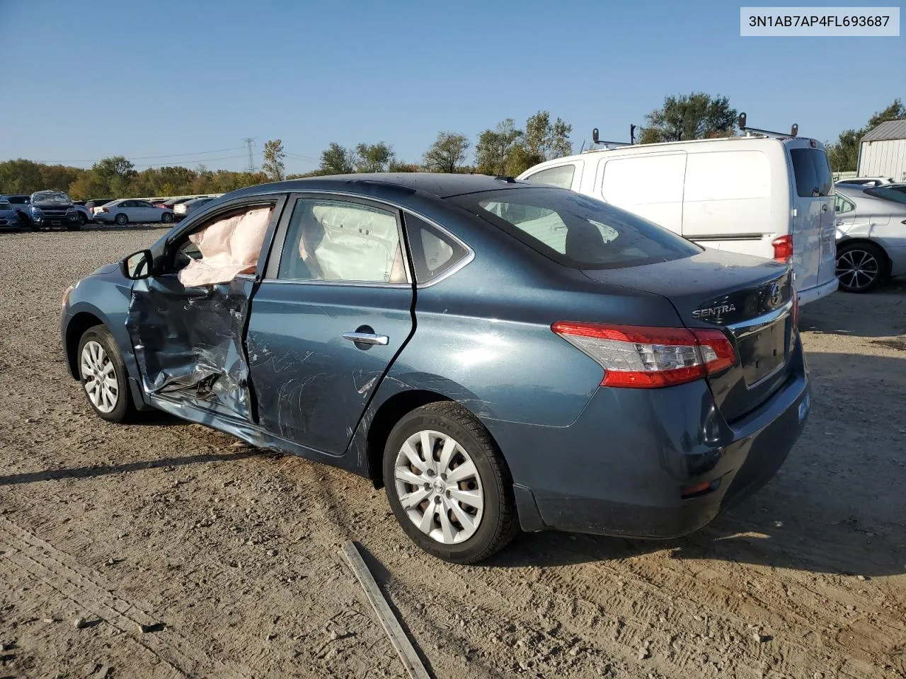 2015 Nissan Sentra S VIN: 3N1AB7AP4FL693687 Lot: 75281274