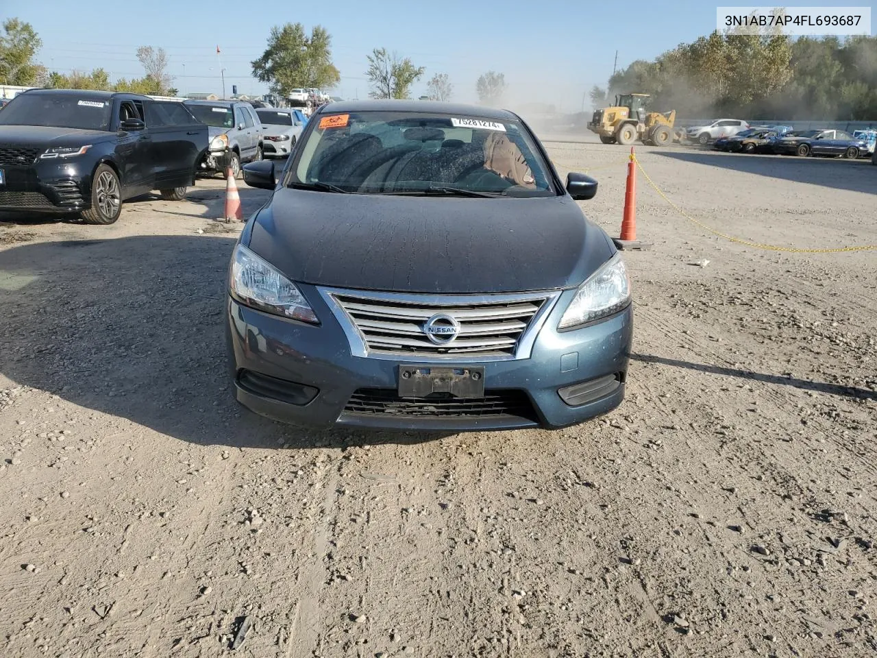 2015 Nissan Sentra S VIN: 3N1AB7AP4FL693687 Lot: 75281274