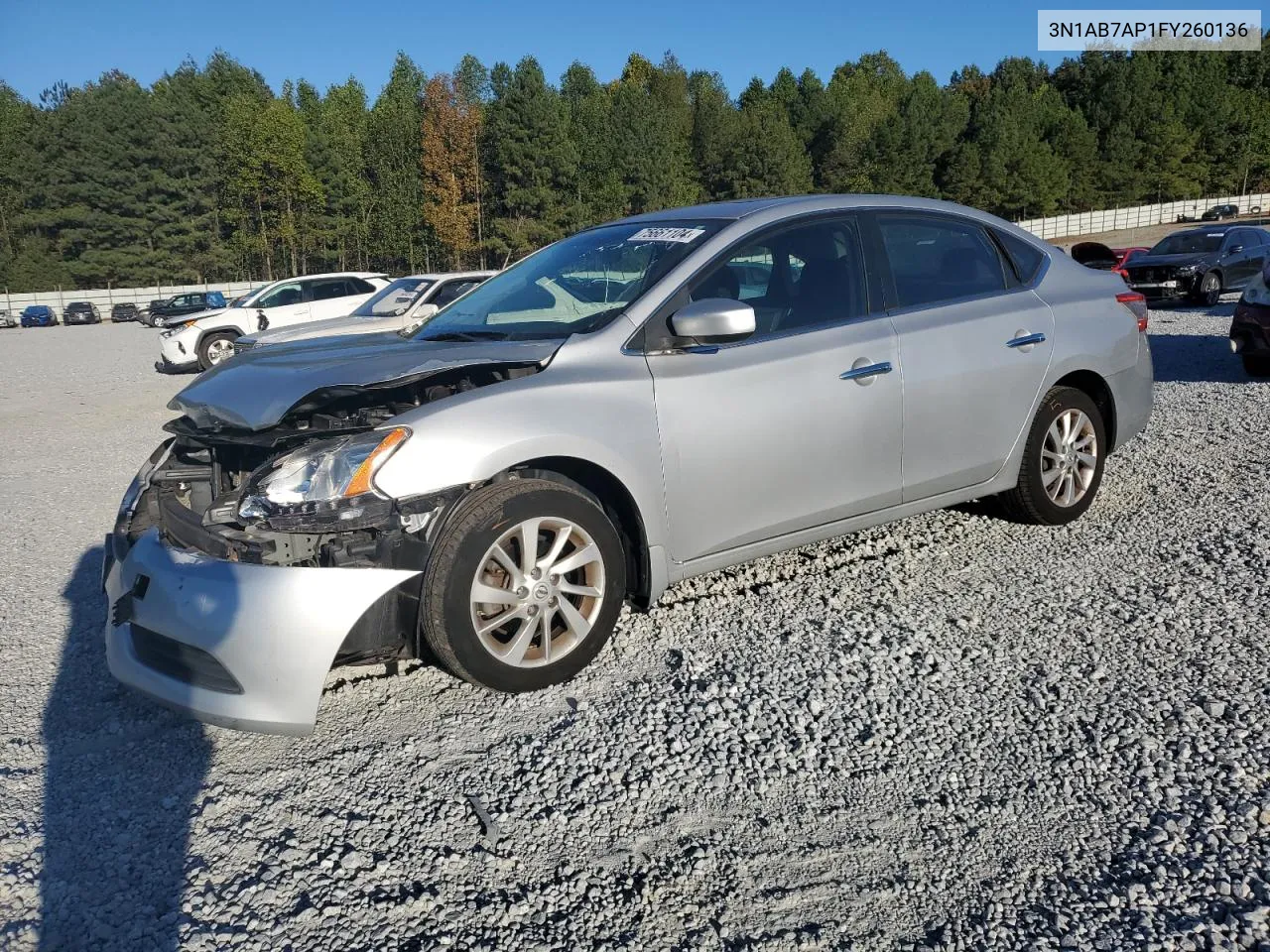 2015 Nissan Sentra S VIN: 3N1AB7AP1FY260136 Lot: 75661104