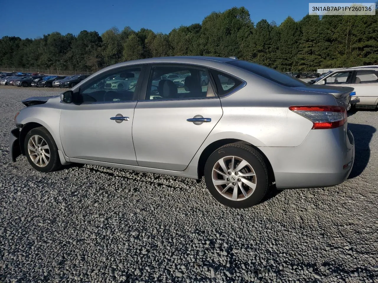 2015 Nissan Sentra S VIN: 3N1AB7AP1FY260136 Lot: 75661104