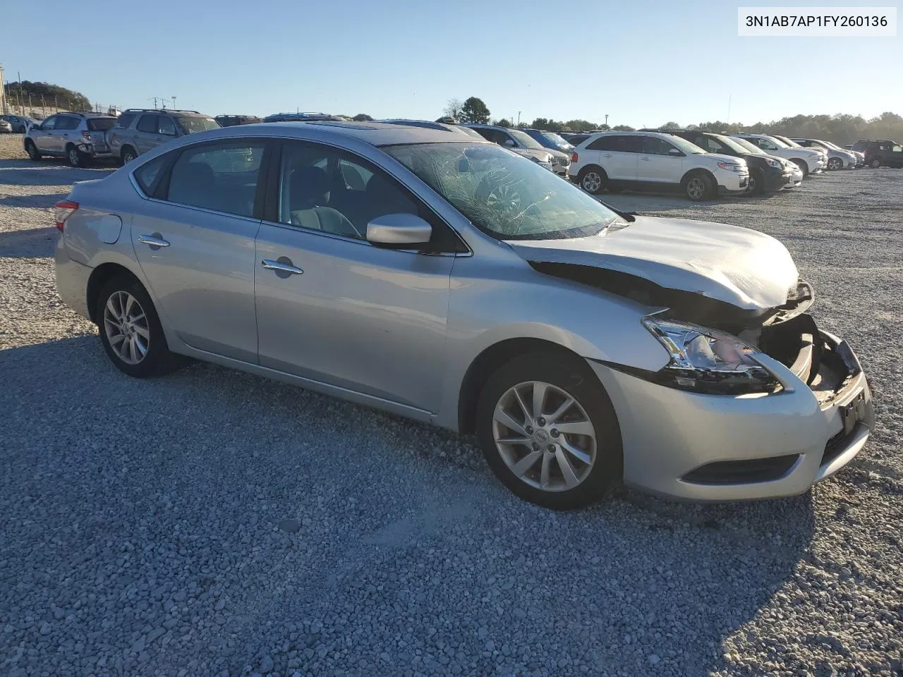 2015 Nissan Sentra S VIN: 3N1AB7AP1FY260136 Lot: 75661104