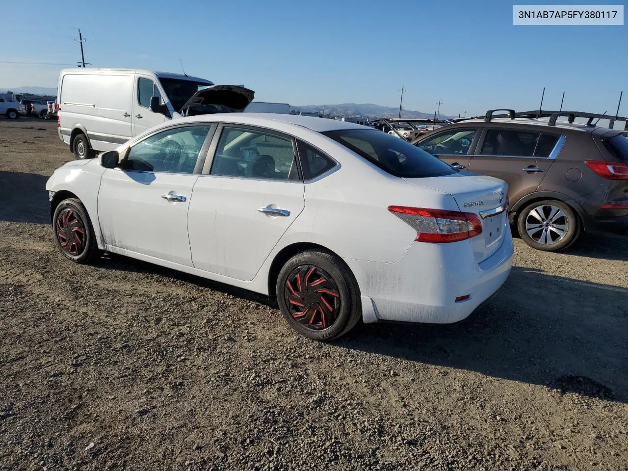 2015 Nissan Sentra S VIN: 3N1AB7AP5FY380117 Lot: 77501934