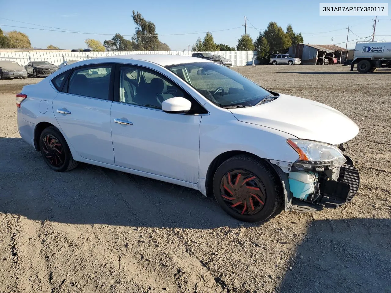 2015 Nissan Sentra S VIN: 3N1AB7AP5FY380117 Lot: 77501934