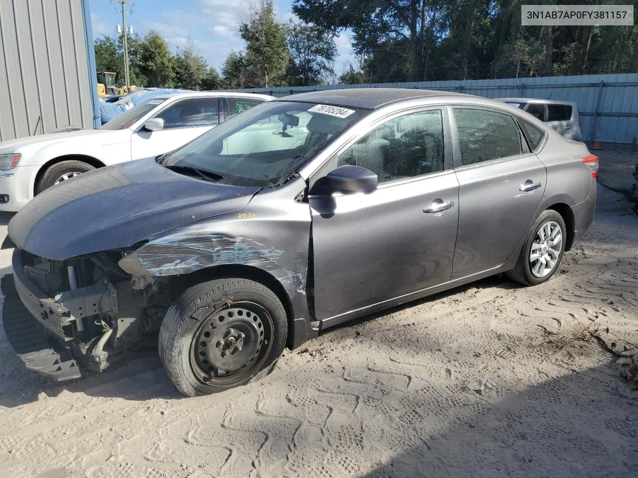 2015 Nissan Sentra S VIN: 3N1AB7AP0FY381157 Lot: 78705284