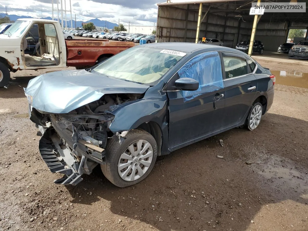 2015 Nissan Sentra S VIN: 3N1AB7AP0FY273024 Lot: 81433063