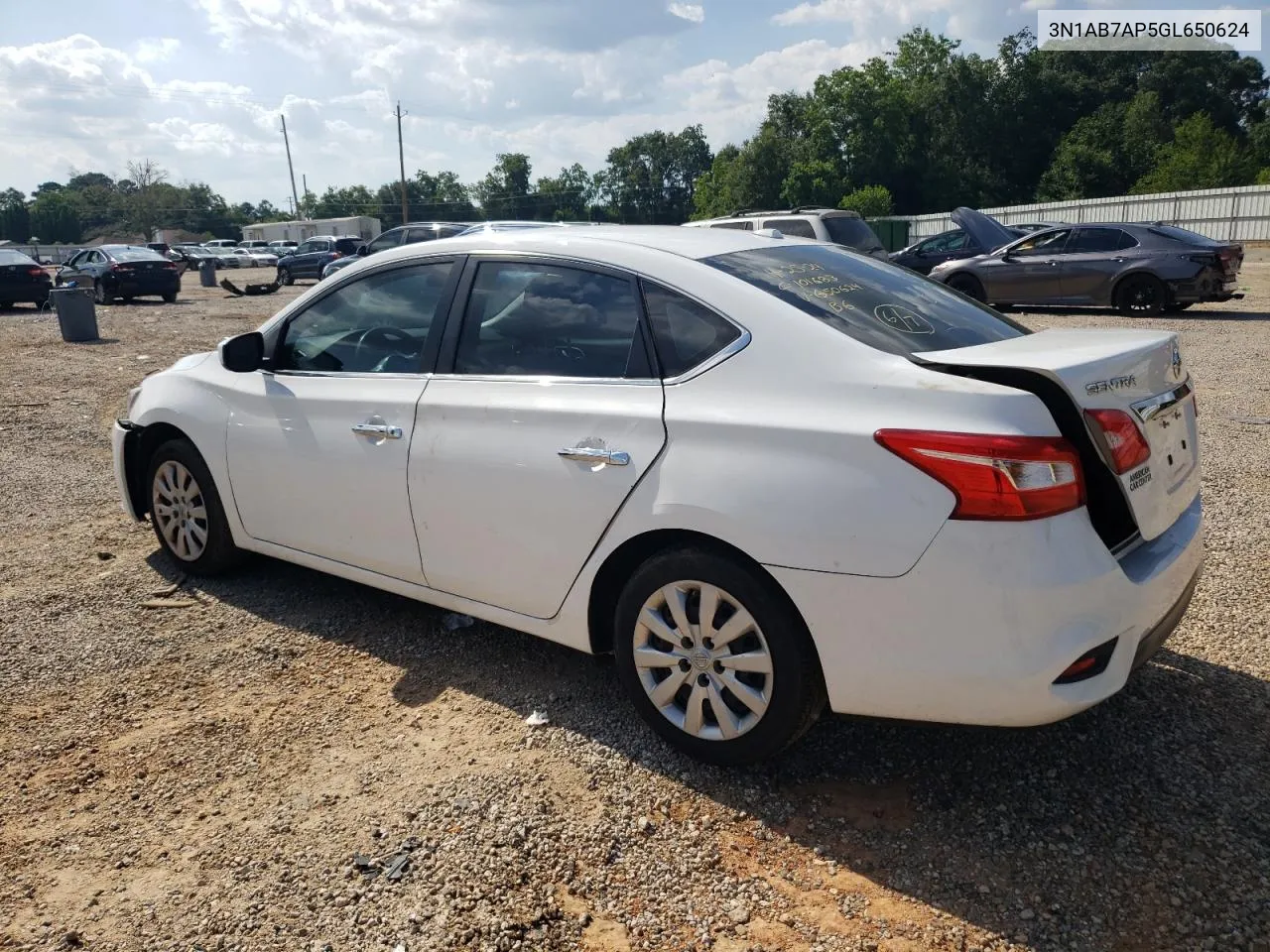 2016 Nissan Sentra S VIN: 3N1AB7AP5GL650624 Lot: 60228424