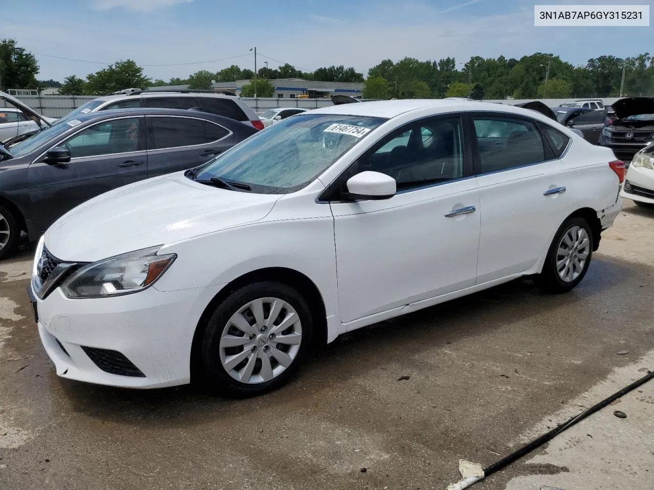 2016 Nissan Sentra S VIN: 3N1AB7AP6GY315231 Lot: 61467754