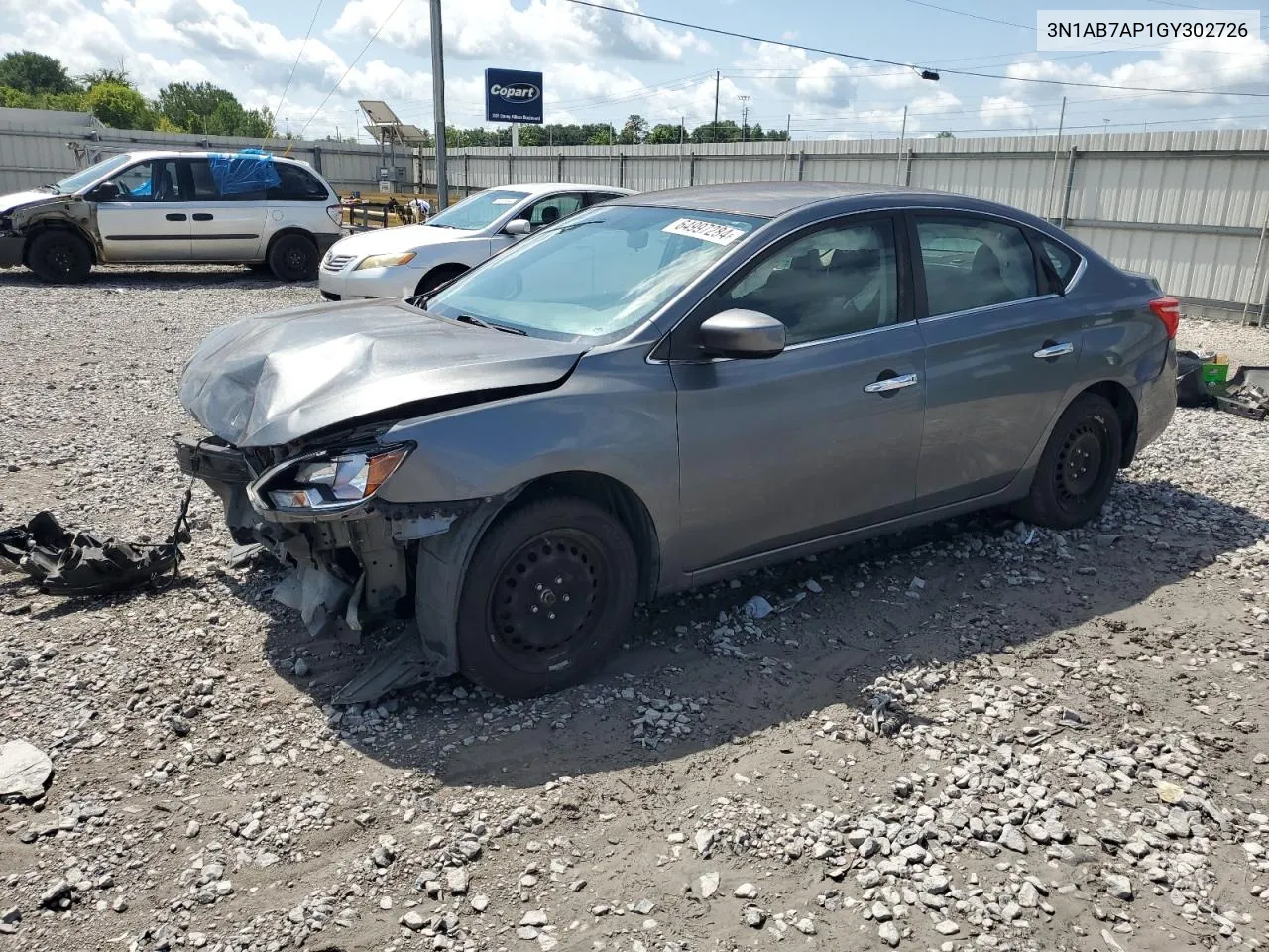 2016 Nissan Sentra S VIN: 3N1AB7AP1GY302726 Lot: 64997284