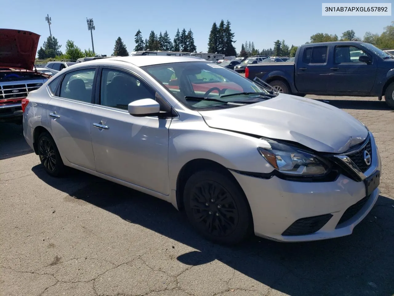 2016 Nissan Sentra S VIN: 3N1AB7APXGL657892 Lot: 65656394