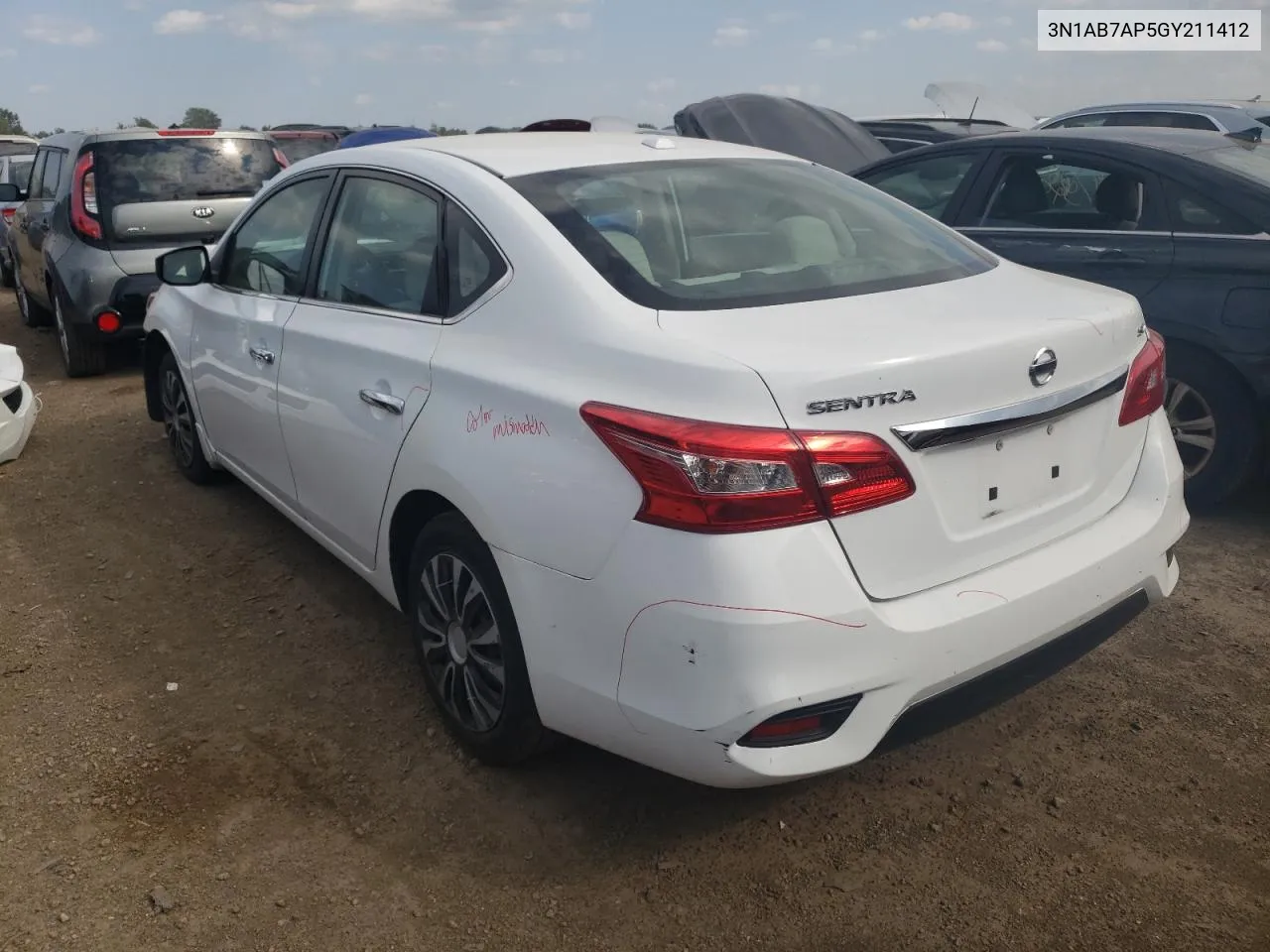 2016 Nissan Sentra S VIN: 3N1AB7AP5GY211412 Lot: 66613734