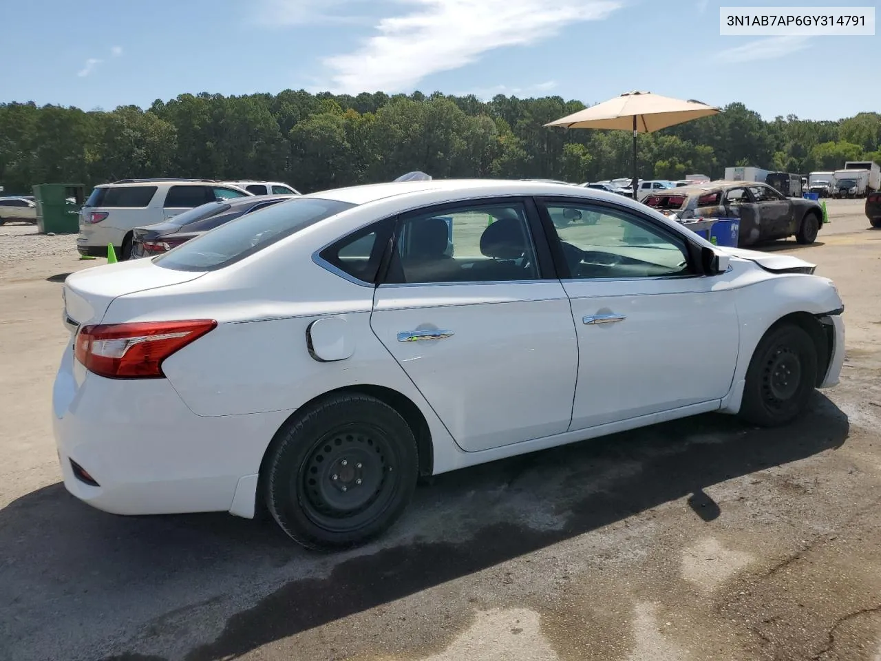 2016 Nissan Sentra S VIN: 3N1AB7AP6GY314791 Lot: 69092924