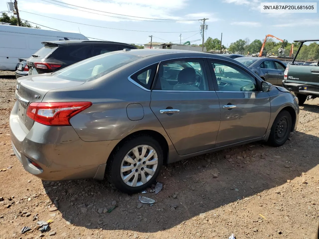 2016 Nissan Sentra S VIN: 3N1AB7AP2GL681605 Lot: 70122454